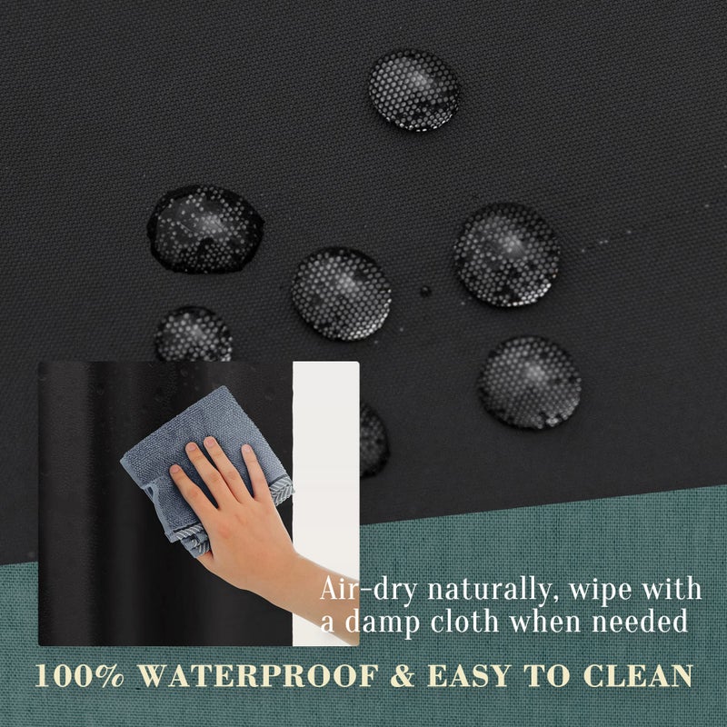 ABLUEN No Hook PEVA Shower Curtain or Liner - 8G Heavy Duty Black Bathroom Shower Curtain No Hooks Required  Waterproof Plastic & PVC Free  Standard Size 71 x 74  Black - Image 5